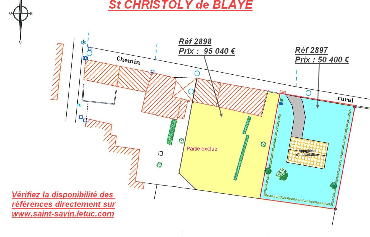 terrain  pièces 780 m2 à vendre à Saint-Christoly-de-Blaye (33920)