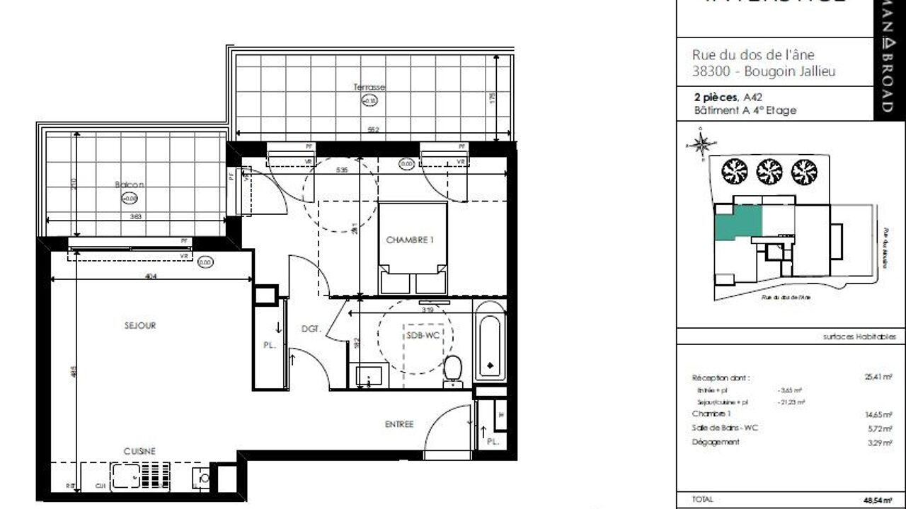 appartement 2 pièces 48 m2 à louer à Bourgoin-Jallieu (38300)