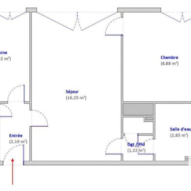 Appartement 2 pièces 39 m²