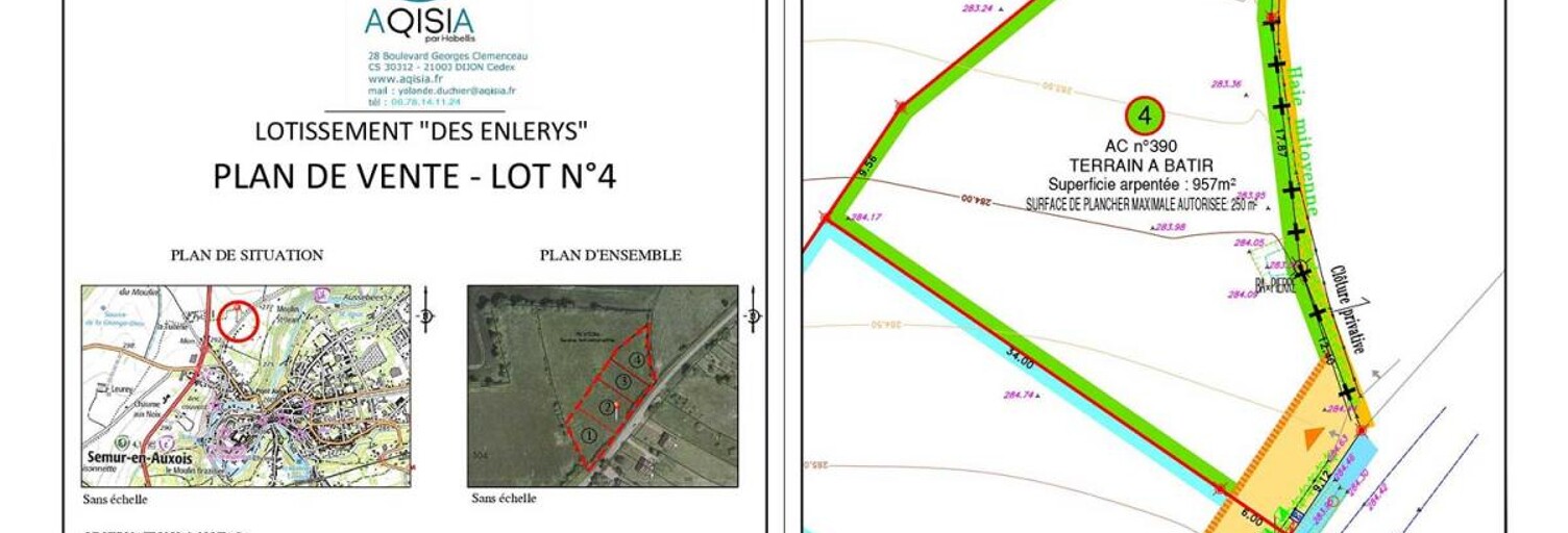 Terrain  957 m² à vendre à Semur-en-Auxois (21140)