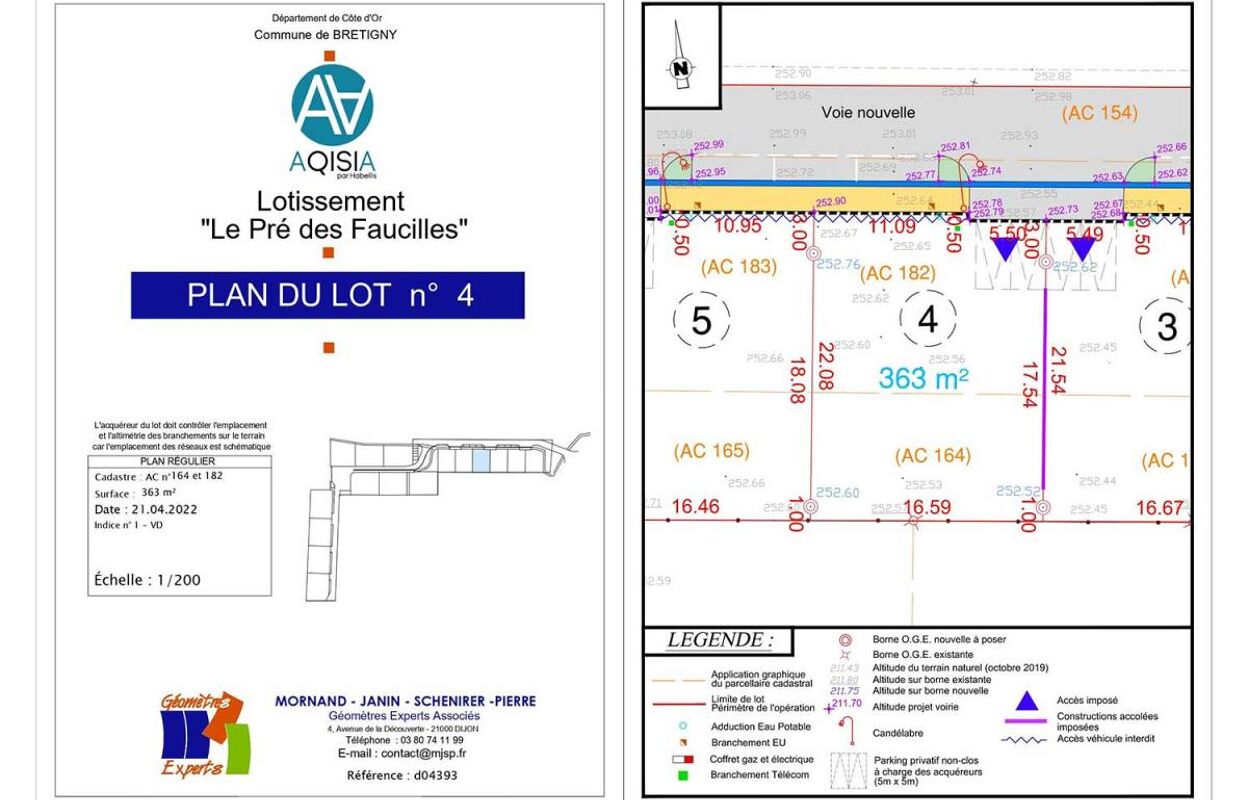 terrain  pièces 363 m2 à vendre à Bretigny (21490)