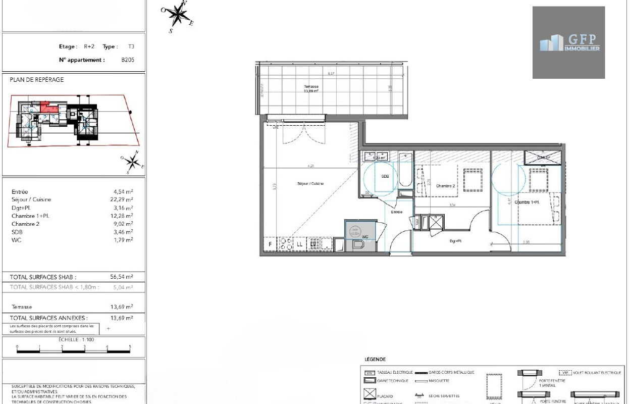 appartement 3 pièces 56 m2 à vendre à Cogolin (83310)