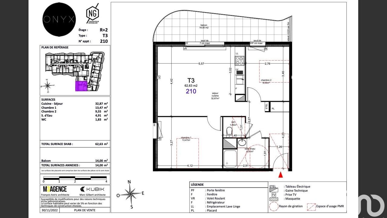 appartement 3 pièces 62 m2 à vendre à Agde (34300)