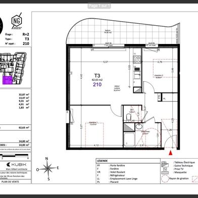 Appartement 3 pièces 62 m²