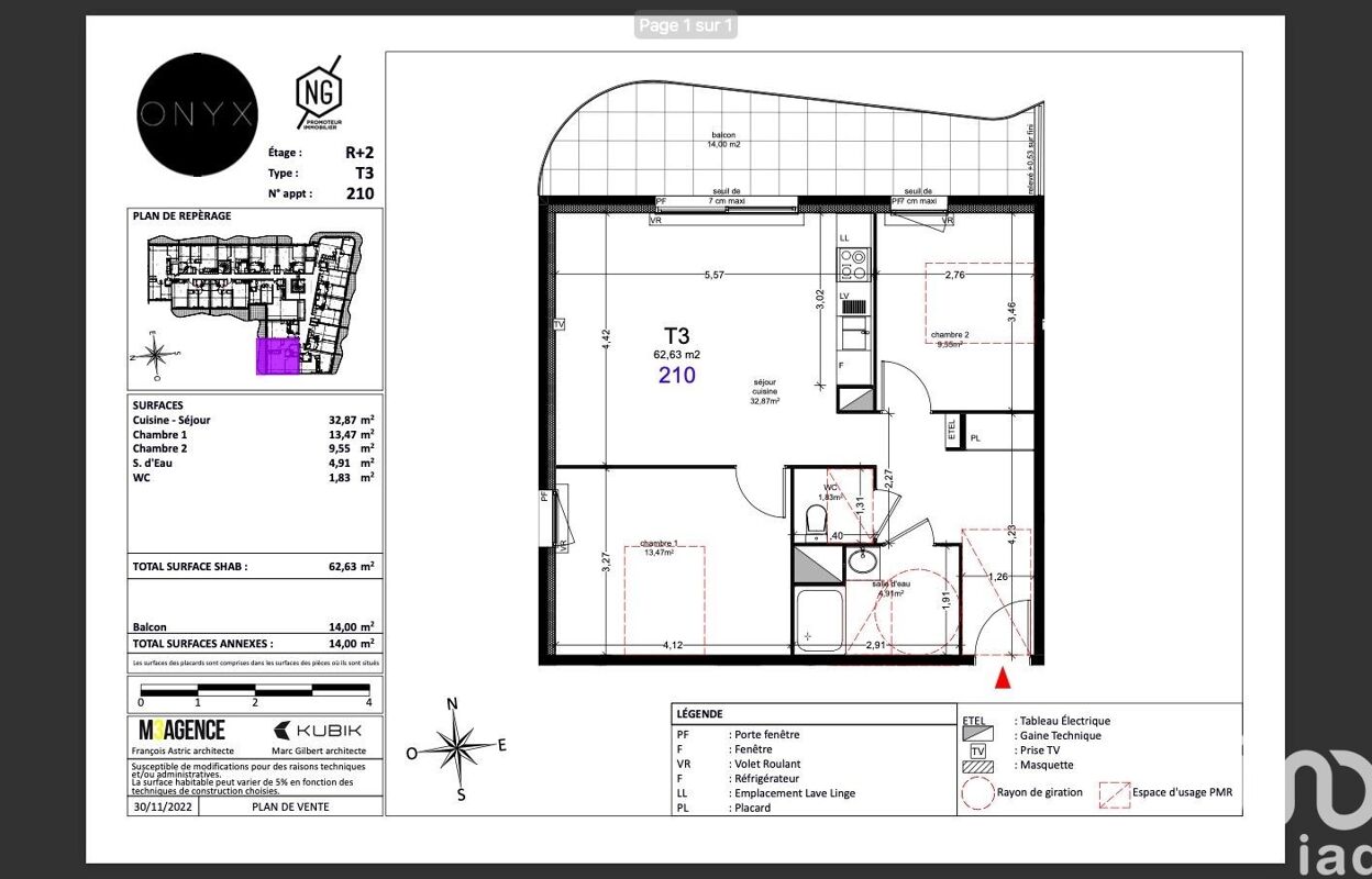 appartement 3 pièces 62 m2 à vendre à Agde (34300)