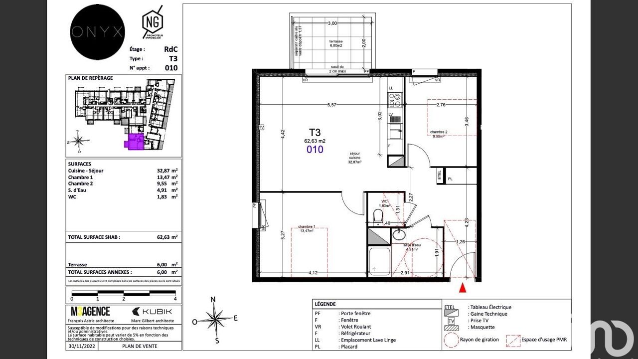 appartement 3 pièces 62 m2 à vendre à Agde (34300)