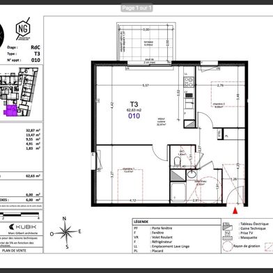 Appartement 3 pièces 62 m²