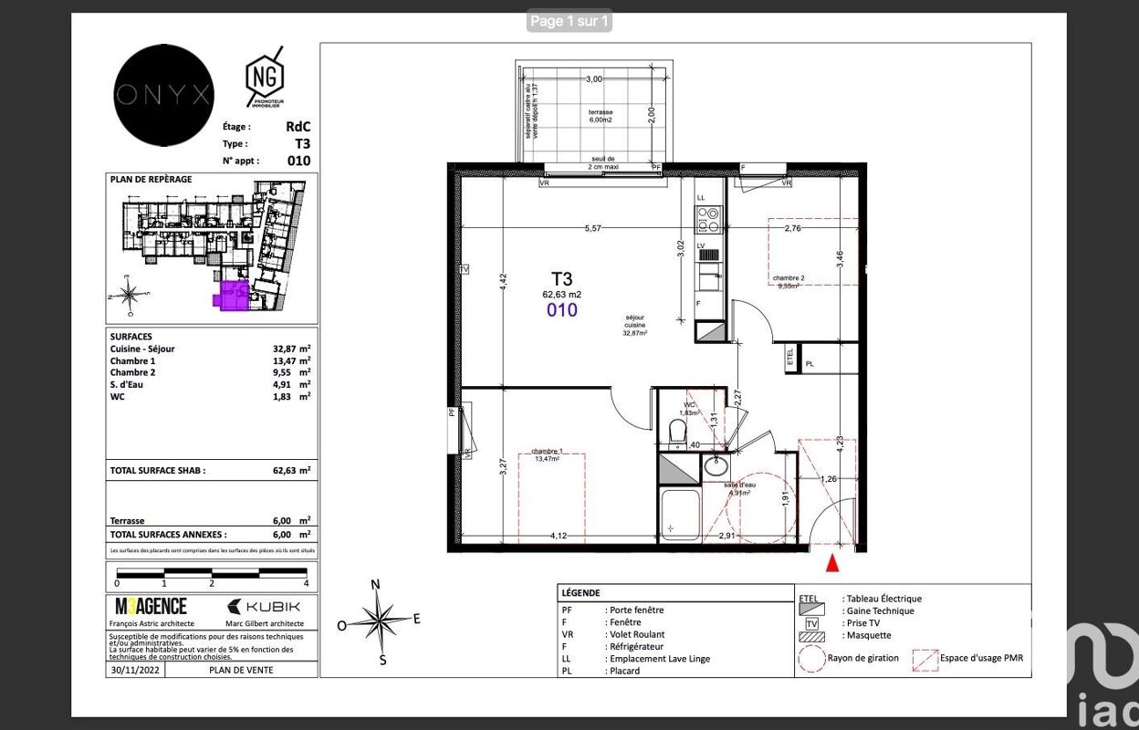 appartement 3 pièces 62 m2 à vendre à Agde (34300)