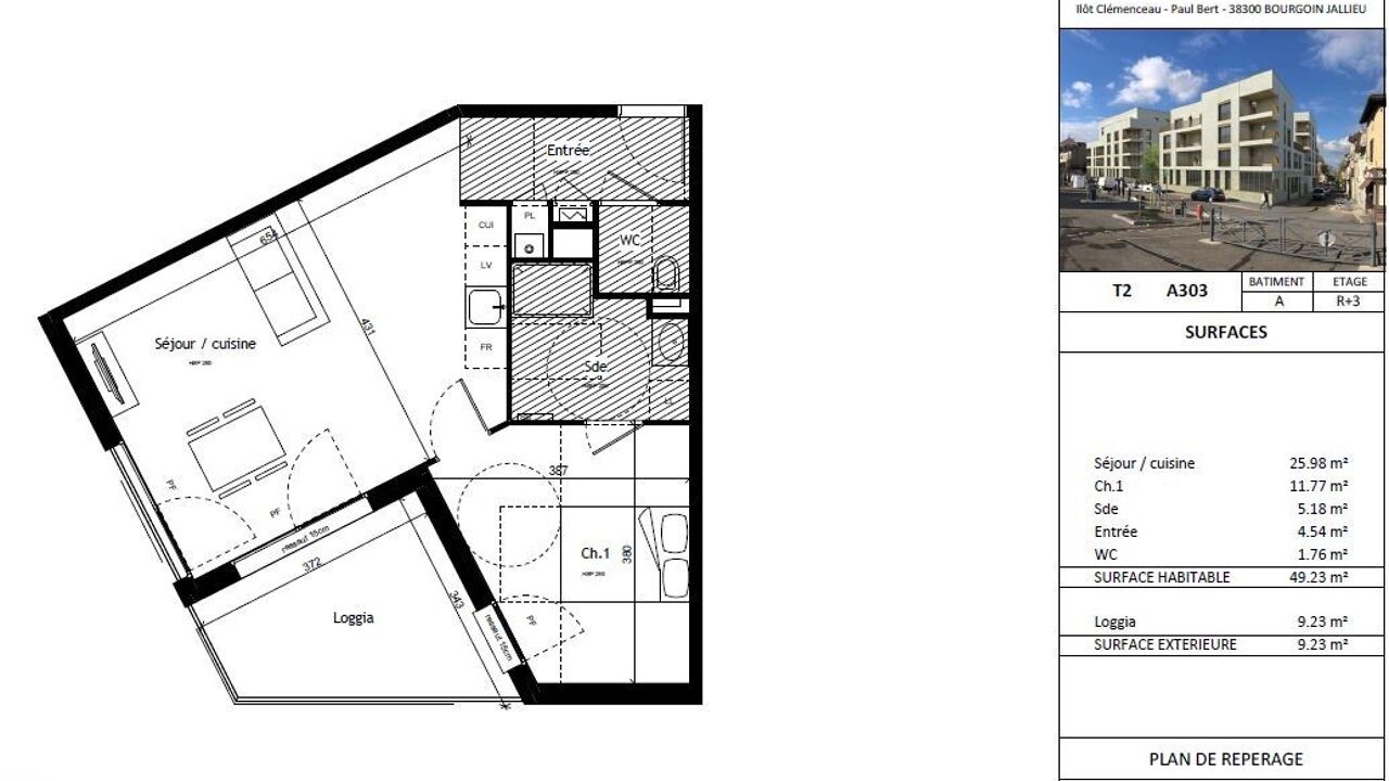 appartement 2 pièces 49 m2 à louer à Bourgoin-Jallieu (38300)