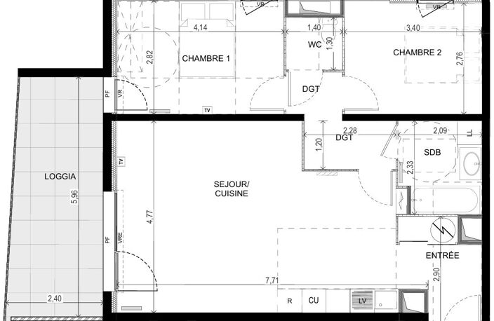 Appartement T3 66m² avec terrasse — photo 2