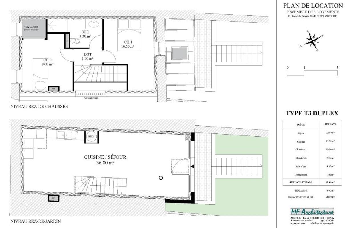 appartement 3 pièces 61 m2 à louer à Guitrancourt (78440)