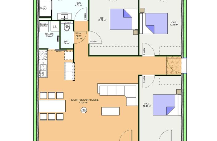 Projet de construction d'une maison 89.33 m² avec terrain à MIREBEAU (86) — photo 4
