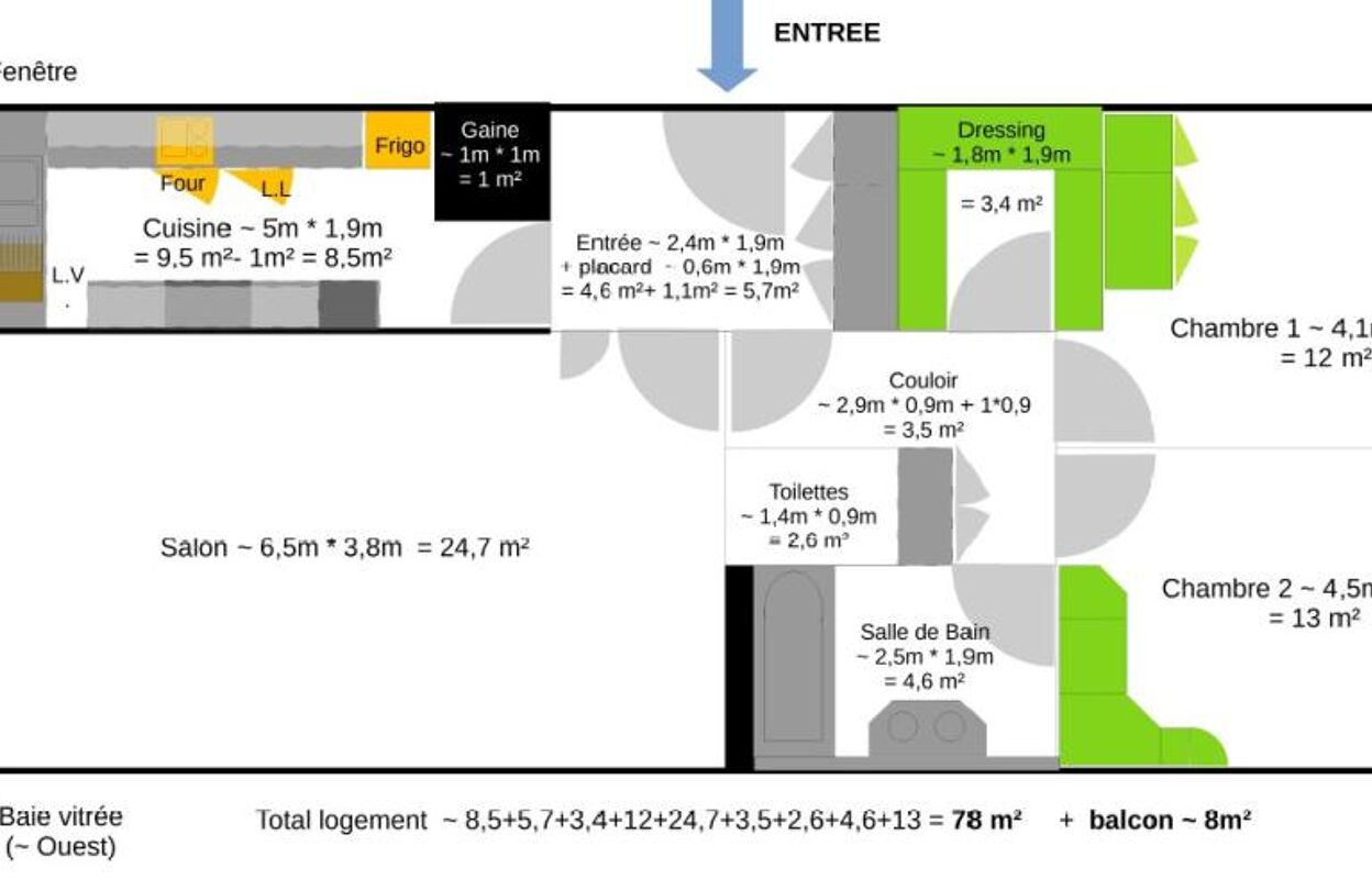 appartement 3 pièces 78 m2 à louer à Paris 15 (75015)