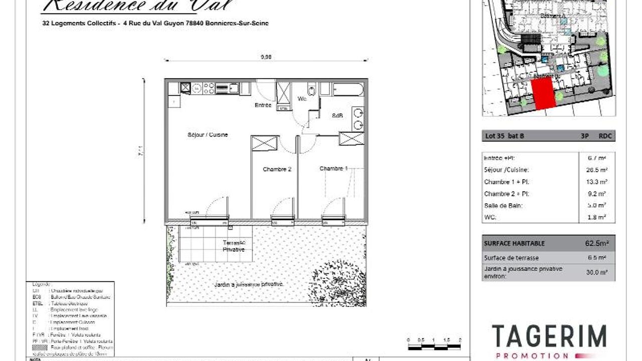 appartement 3 pièces 62 m2 à louer à Bonnières-sur-Seine (78270)