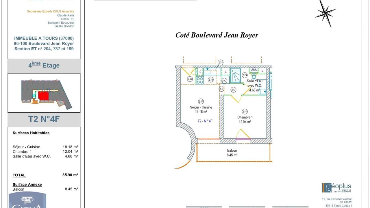 appartement 2 pièces 35 m2 à louer à Tours (37000)