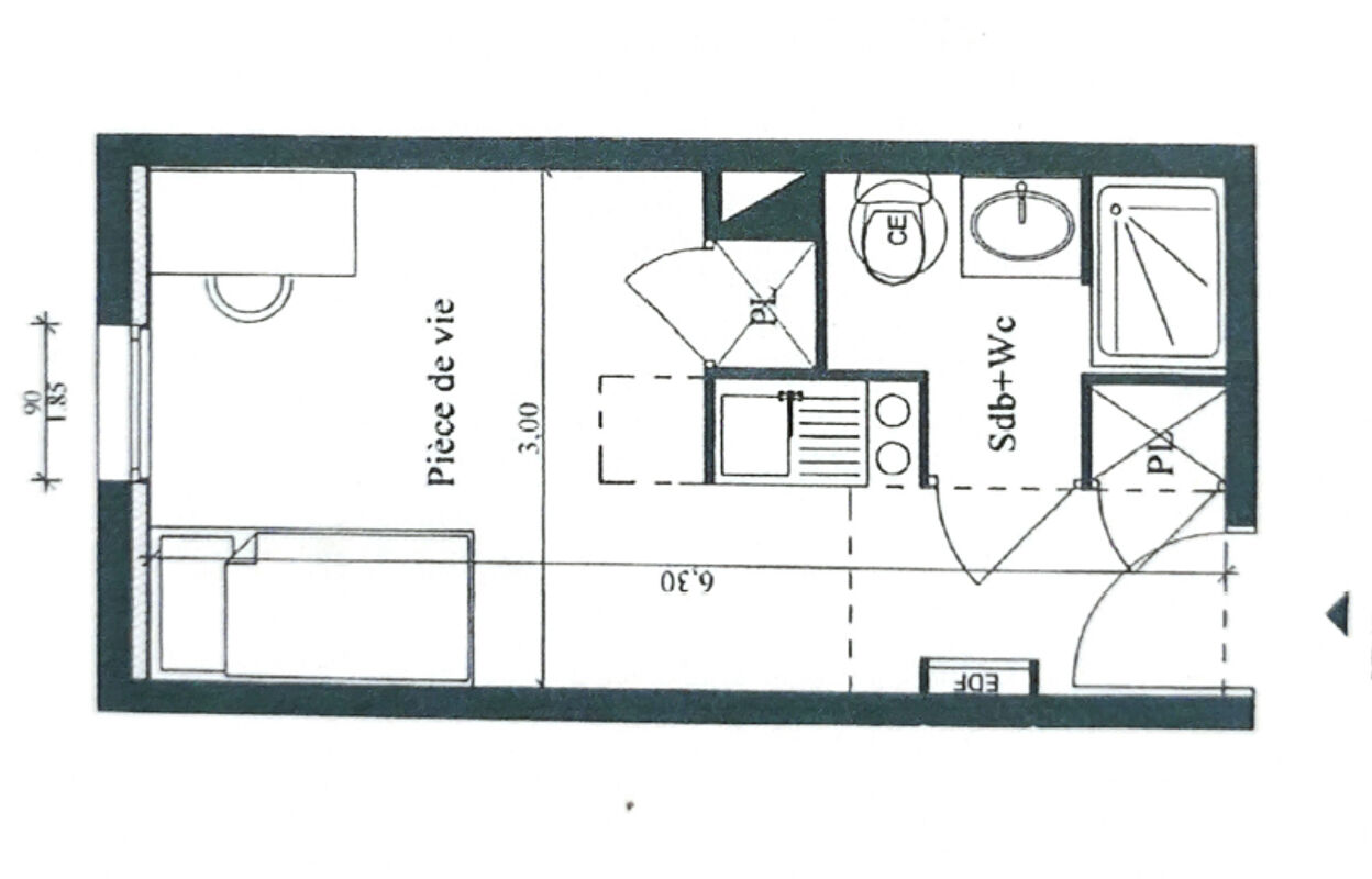 appartement 1 pièces 18 m2 à vendre à Villeurbanne (69100)