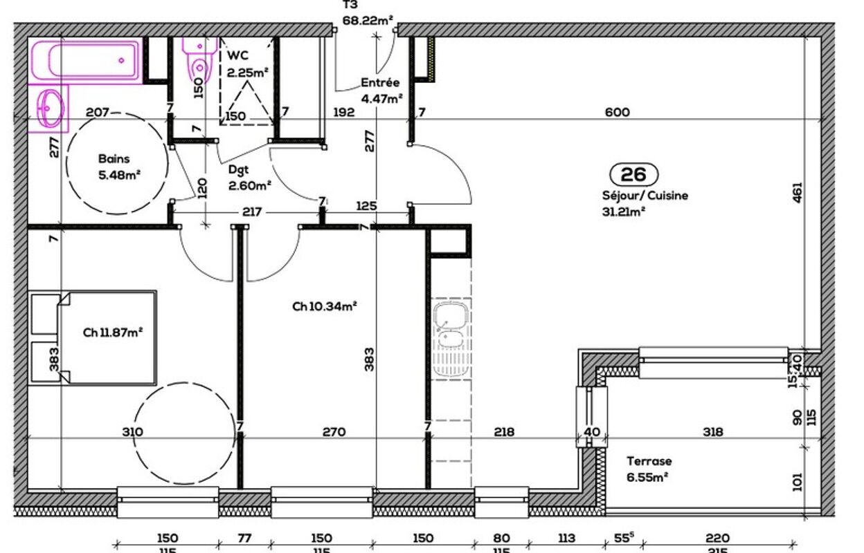 appartement 3 pièces 68 m2 à vendre à Seyssel (01420)