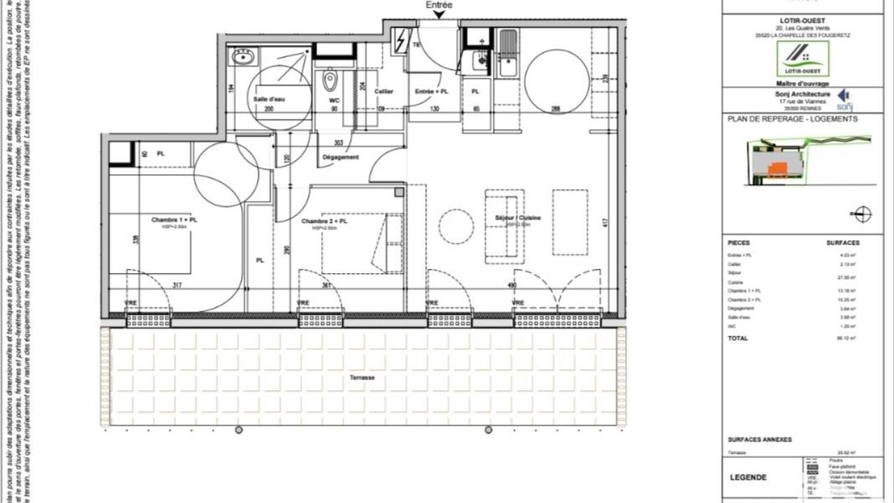 appartement 3 pièces 67 m2 à vendre à Bruz (35170)