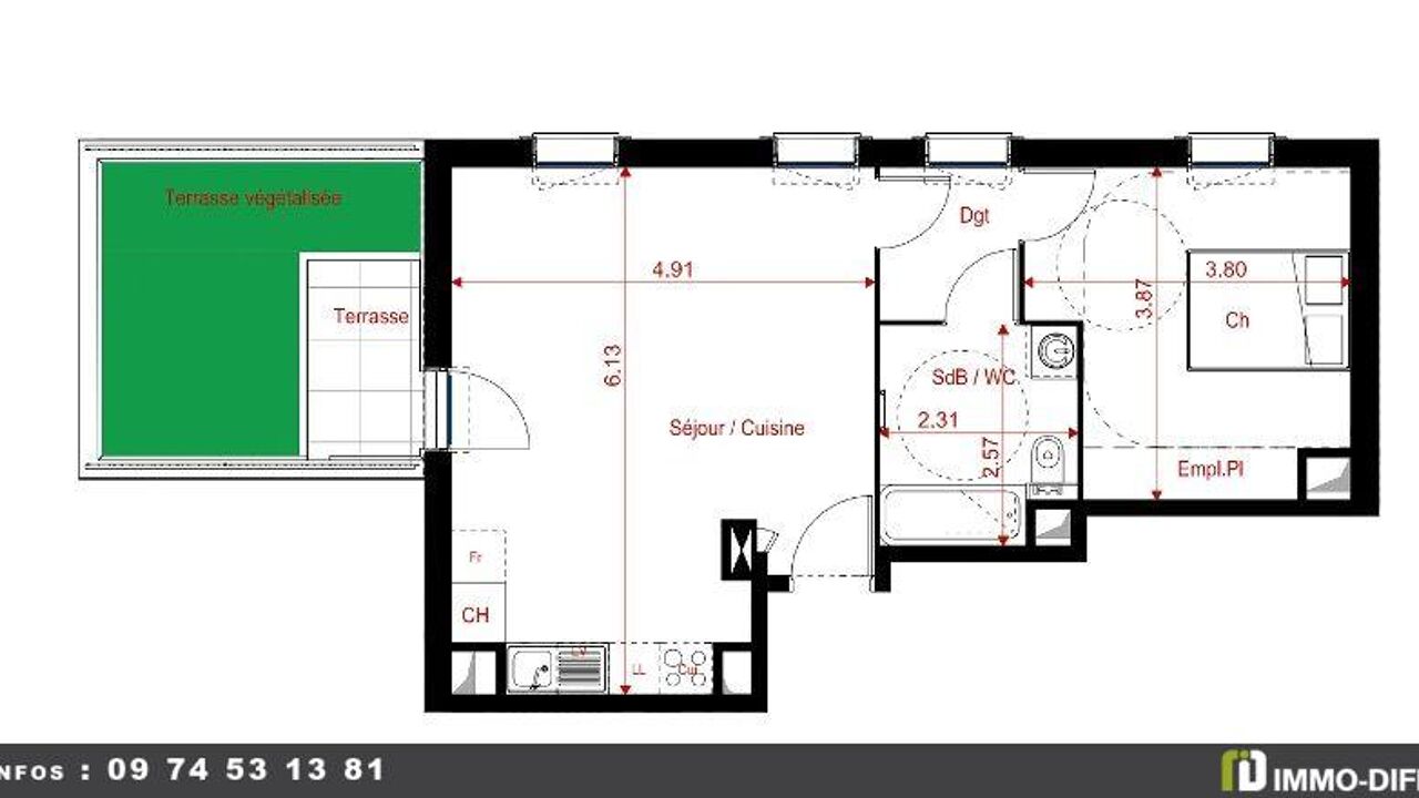 appartement 2 pièces 48 m2 à vendre à Nogent-sur-Marne (94130)