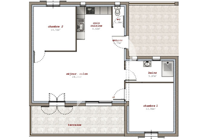 Villelaure - Appartement T3 de 67,57 m2 avec terrasse — photo 3