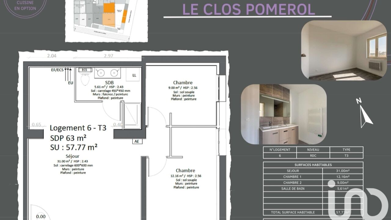 appartement 3 pièces 58 m2 à vendre à Libourne (33500)