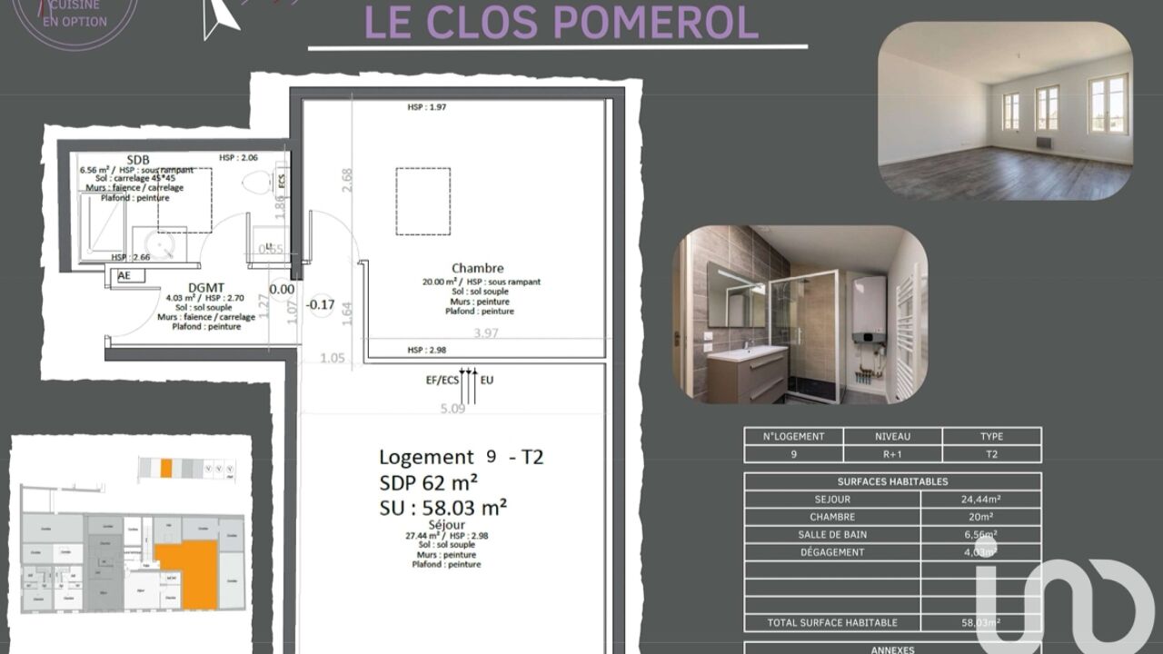 appartement 2 pièces 58 m2 à vendre à Libourne (33500)