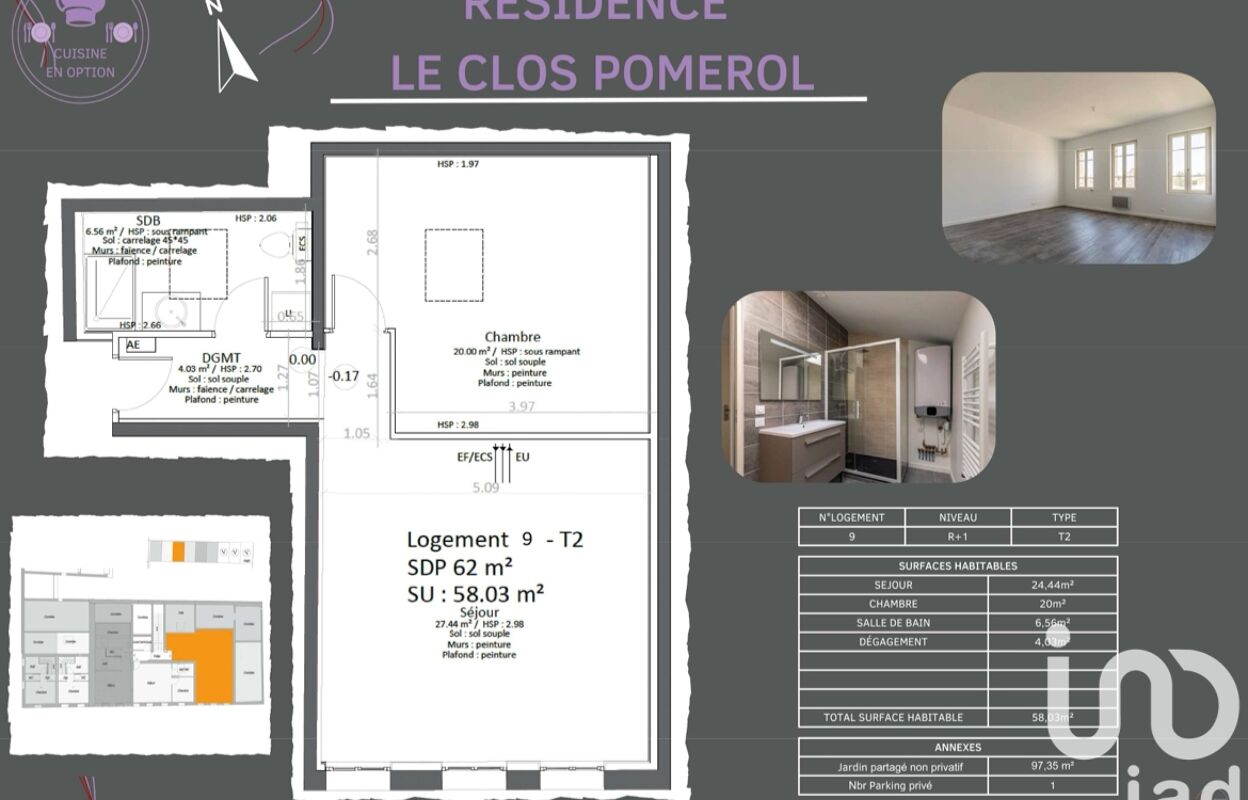 appartement 2 pièces 58 m2 à vendre à Libourne (33500)