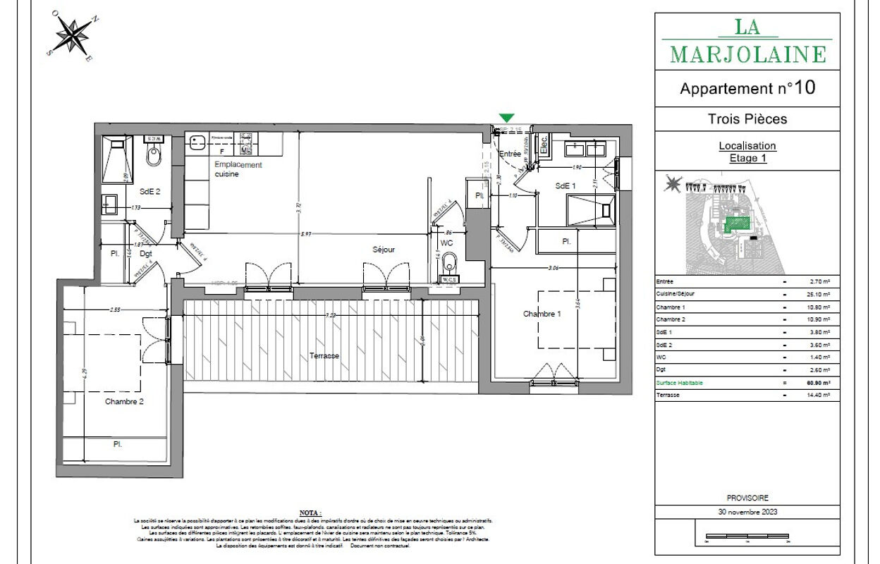 appartement 3 pièces 60 m2 à vendre à Mouans-Sartoux (06370)