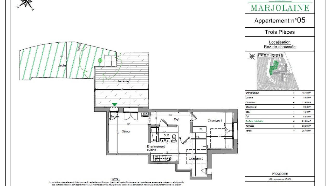 appartement 3 pièces 51 m2 à vendre à Mouans-Sartoux (06370)