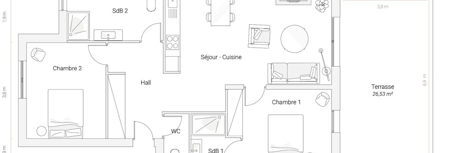 Appartement 3 Pièces 72 m² à vendre à San-Martino-di-Lota (20200)