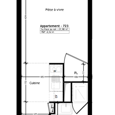 Appartement 1 pièce 21 m²