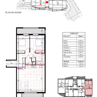 Appartement 3 pièces 73 m²