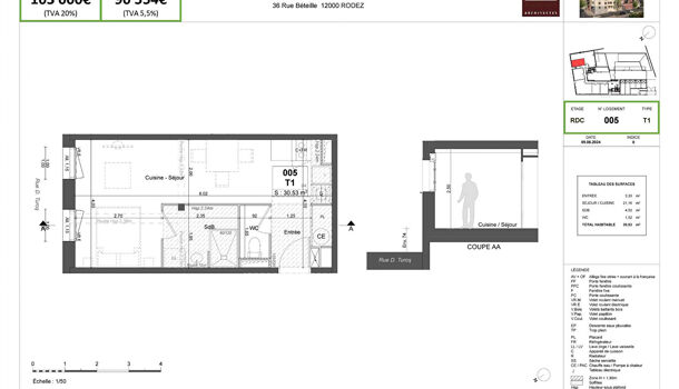 Appartement 1 pièces  à vendre Rodez 12000