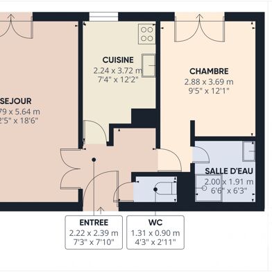 Appartement 2 pièces 50 m²