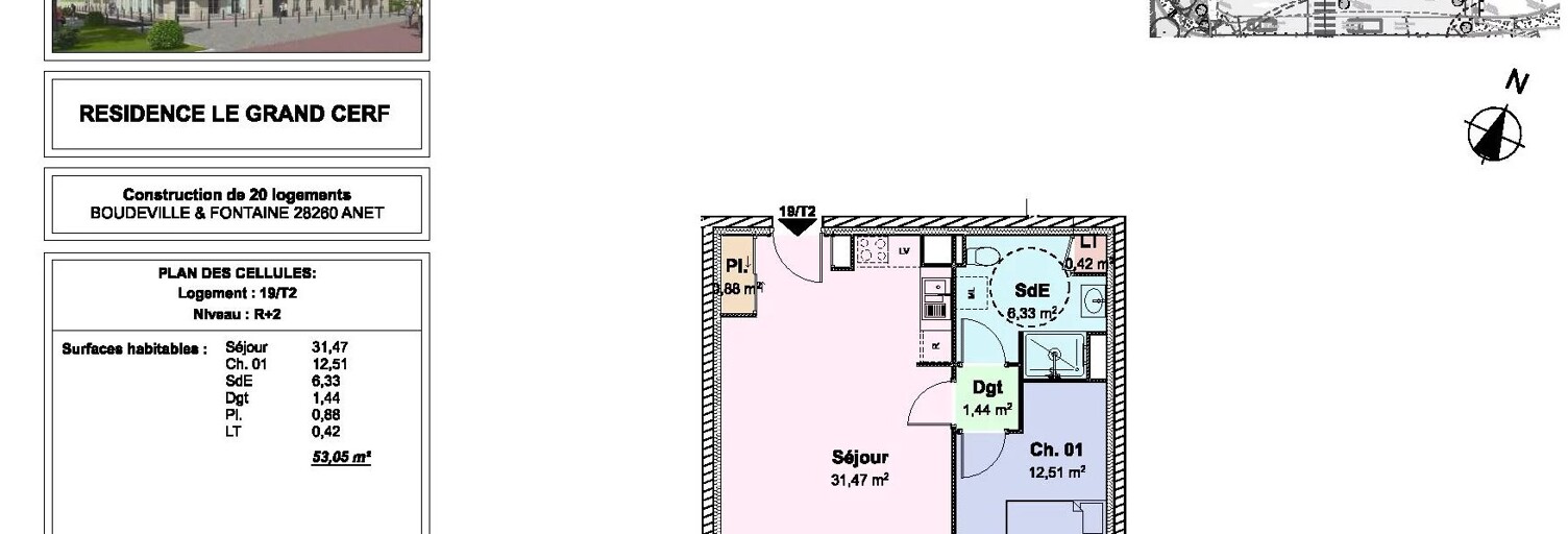 Appartement 2 Pièces 53 m² à louer à Anet (28260)