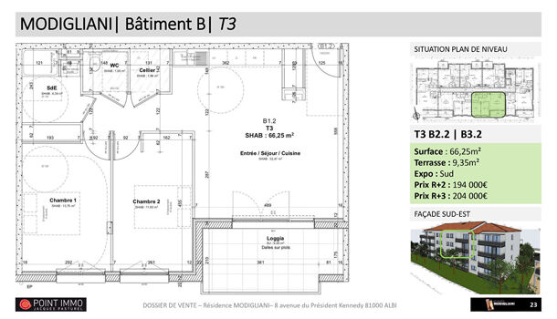 Appartement 3 pièces  à vendre Albi 81000