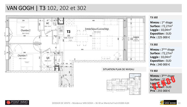 Appartement 3 pièces  à vendre Albi 81000