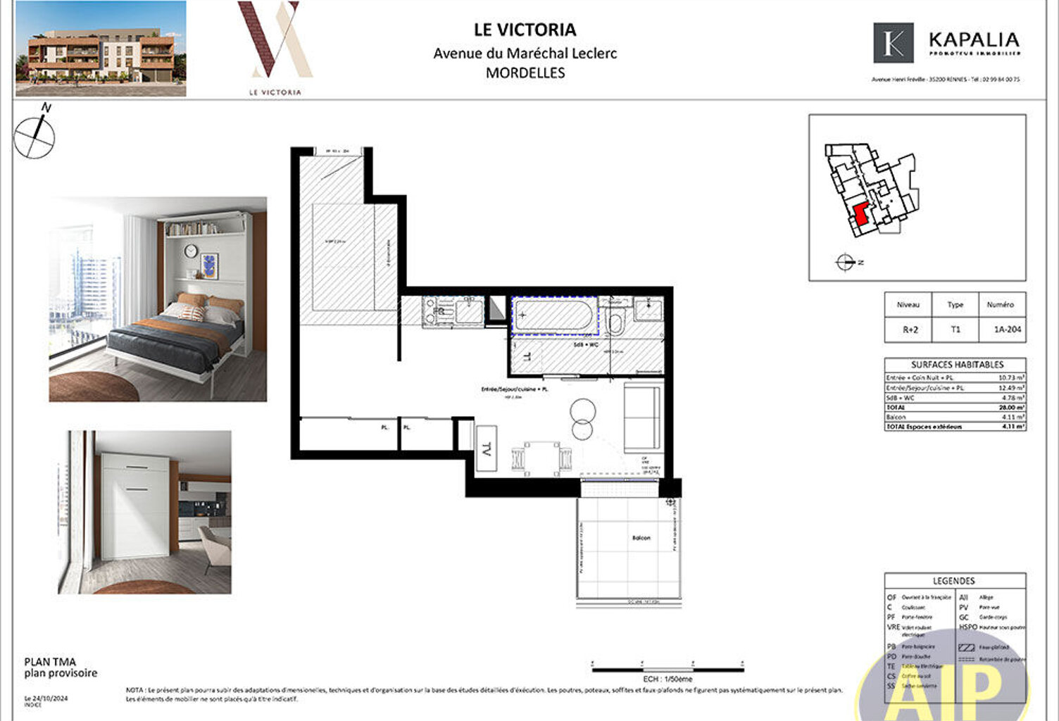 NOUVEAUTE / APPARTEMENT / MORDELLES / 28 M² HABITABLES / UNE PLACE DE PARKING — photo 1
