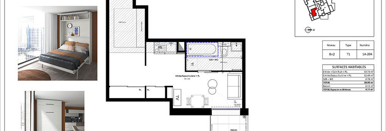 Appartement 1 Pièce 28 m² à vendre à Mordelles (35310)