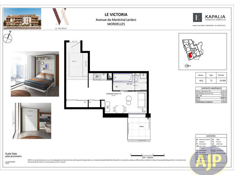 NOUVEAUTE / APPARTEMENT / MORDELLES / 28 M² HABITABLES / UNE PLACE DE PARKING — photo 1