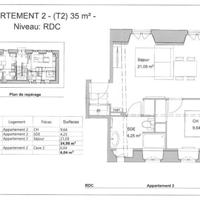 Appartement 2 pièces 34 m²