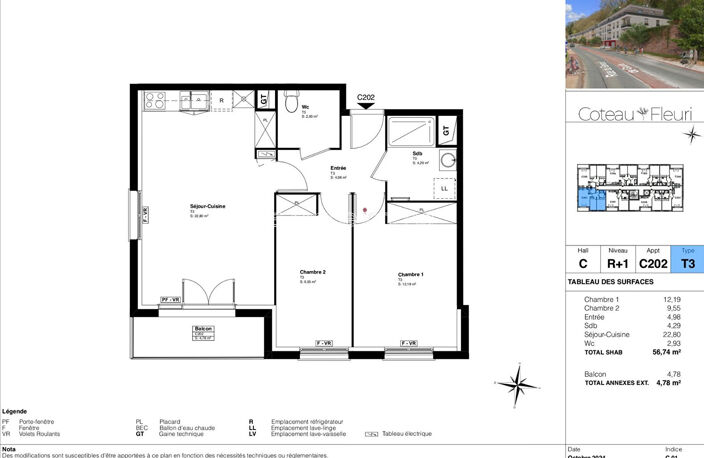 APPARTEMENTS AVEC BALCON ET PARKING - RESIDENCE SECURISEE - LE HOULME - 3 PIECES - ENTRE 56.09 m² ET 63.62 m² — photo 2