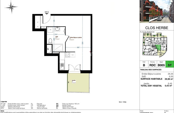 STUDIO AVEC JARDIN ET PARKING - RESIDENCE SECURISEE - ROUEN RIVE GAUCHE - 1 PIECE - 29.99 m² — photo 2