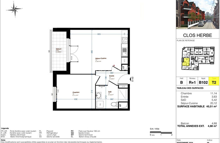APPARTEMENTS T2 AVEC BALCON ET PARKING - RESIDENCE SECURISEE - ROUEN RIVE GAUCHE - 2 PIECES - DE 40.51 m² à 49.81 m² — photo 2