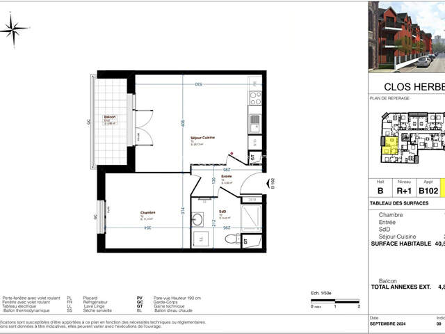 APPARTEMENTS T2 AVEC BALCON ET PARKING - RESIDENCE SECURISEE - ROUEN RIVE GAUCHE - 2 PIECES - DE 40.51 m² à 49.81 m² — photo du bien
