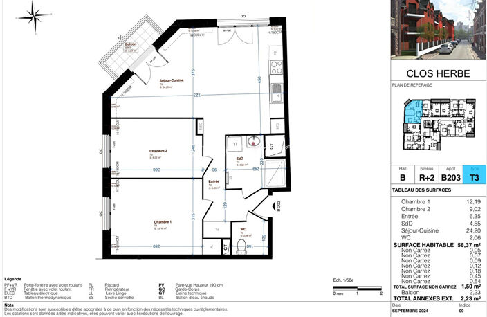 APPARTEMENTS T3 AVEC BALCON ET PARKING - RESIDENCE SECURISEE - ROUEN RIVE GAUCHE - 3 PIECES - DE 58.37 m² A 68.49 m² — photo 2