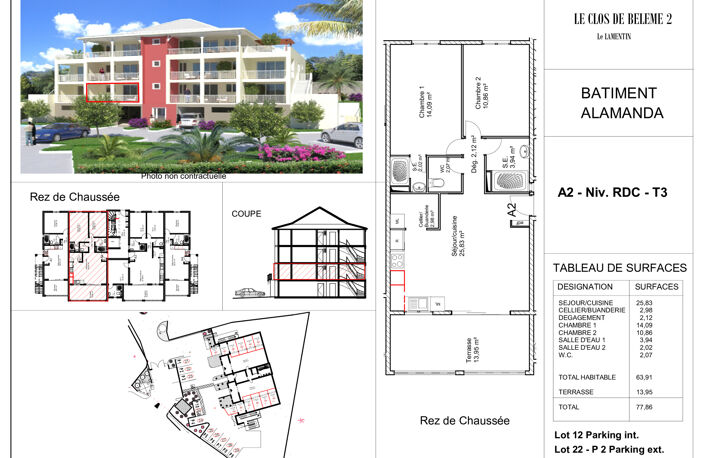 PROGRAMME NEUF - LE LAMENTIN -T3 DANS RESIDENCE NEUVE / VENT — photo 2