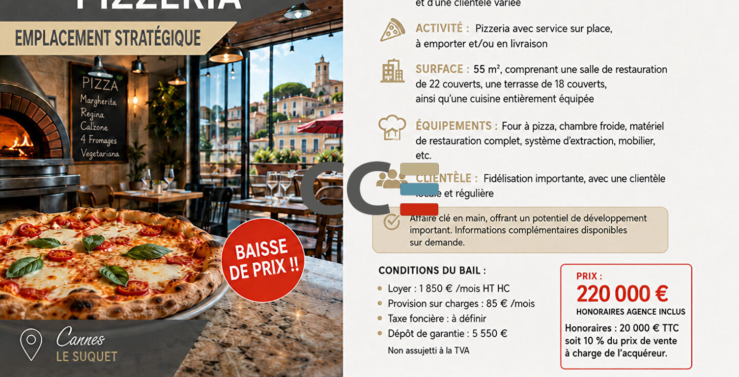 Fonds de commerce Restaurant Cannes — photo 1