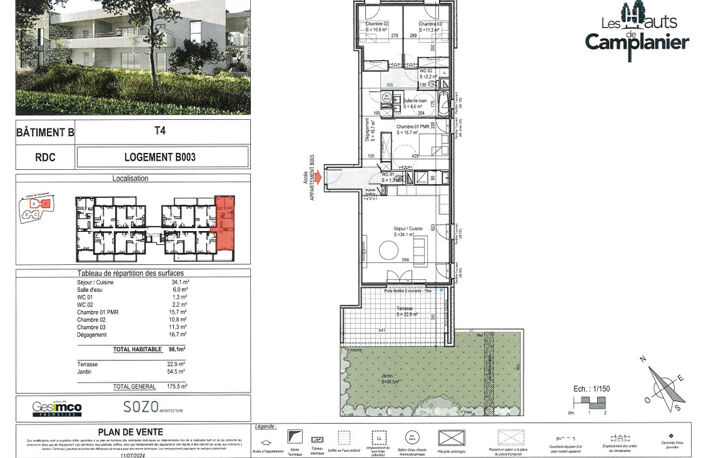 NIMES CAMPLANIER appartement T4 de 98 m2 en rez de jardin, d — photo 5