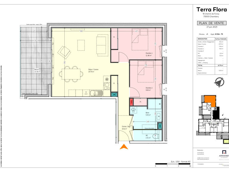 Chambéry Bissy T3 Neuf  68  M2 au calme  + terrasse de 13 m2 — photo 1